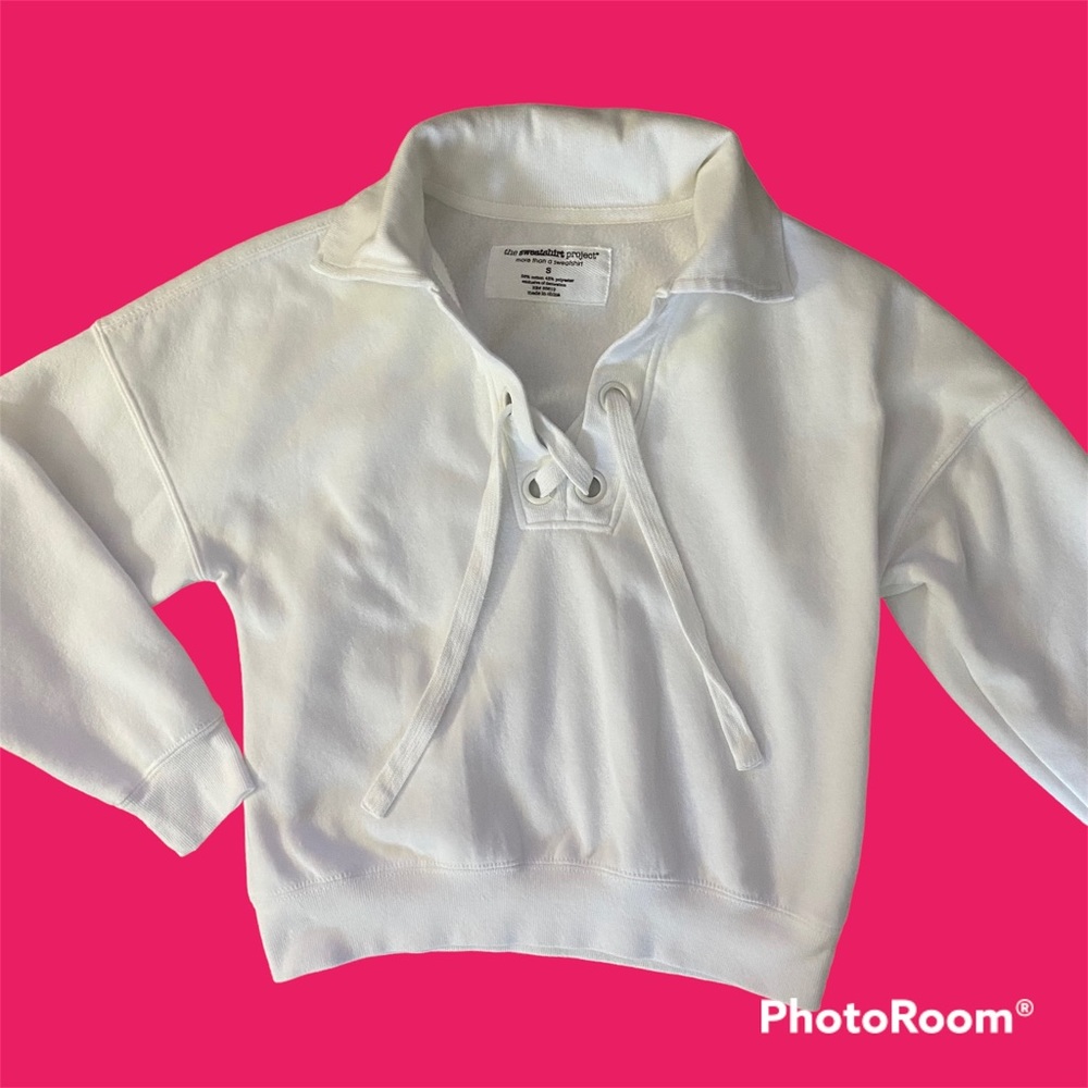 The Sweatshirt Project Sweatshirt with Collar and Laces Ladies Size Small